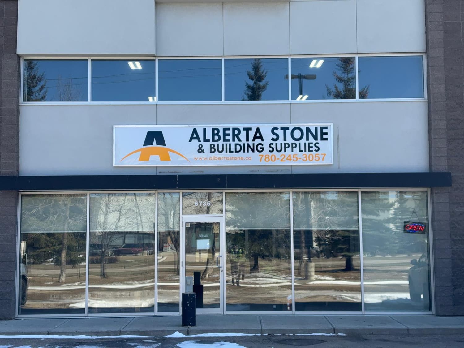 Alberta Stone and Building Supplies backlit fascia sign