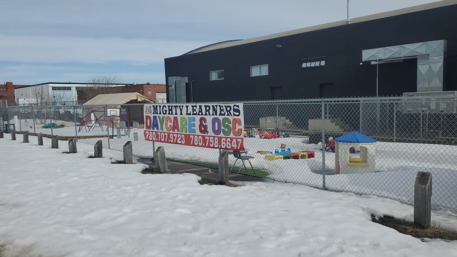 Mighty Learners Daycare fence banner