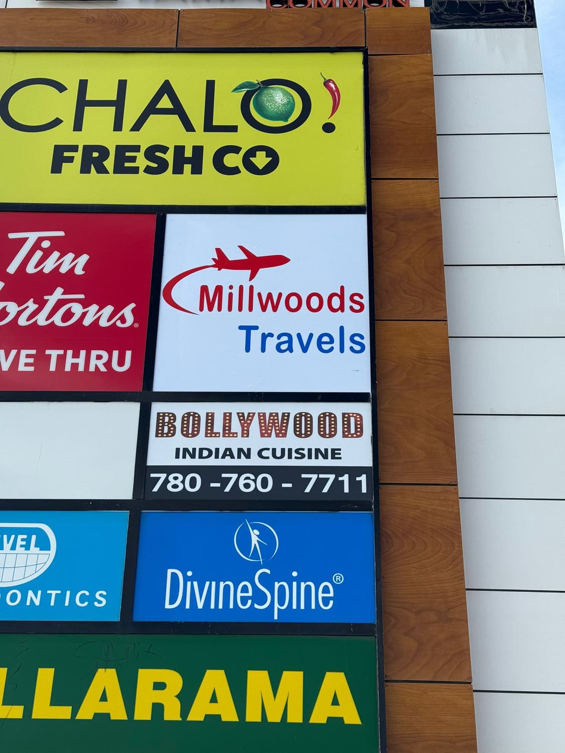 Millwoods Travels and Bollywood Indian Cuisine pylon panels
